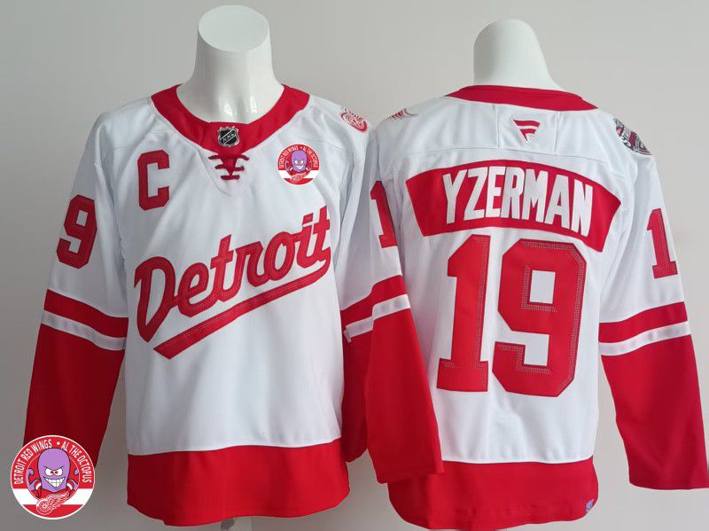 Men Detroit Red Wings #19 Yzerman White 2025 Fanatics Home Premium NHL Jersey style 1